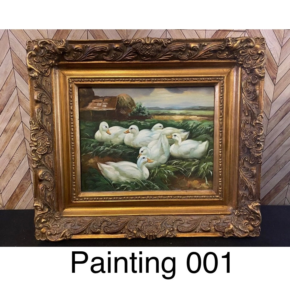 White Duck Painting with Gold Frame [Painting 001]