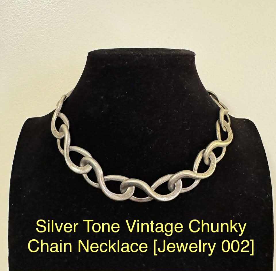Silver Tone Vintage Chunky Chain Necklace [Jewelry 002]