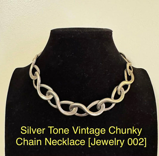 Silver Tone Vintage Chunky Chain Necklace [Jewelry 002]