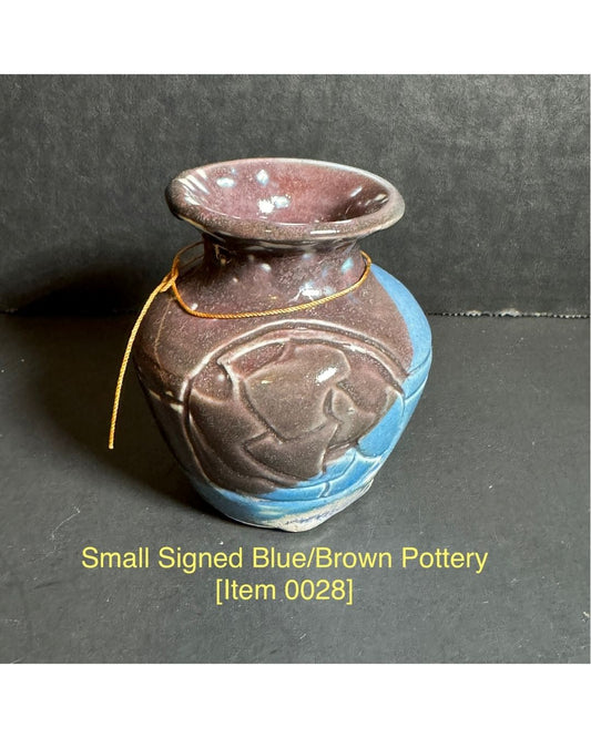 Small Signed Blue/Brown Pottery [Item 0028]