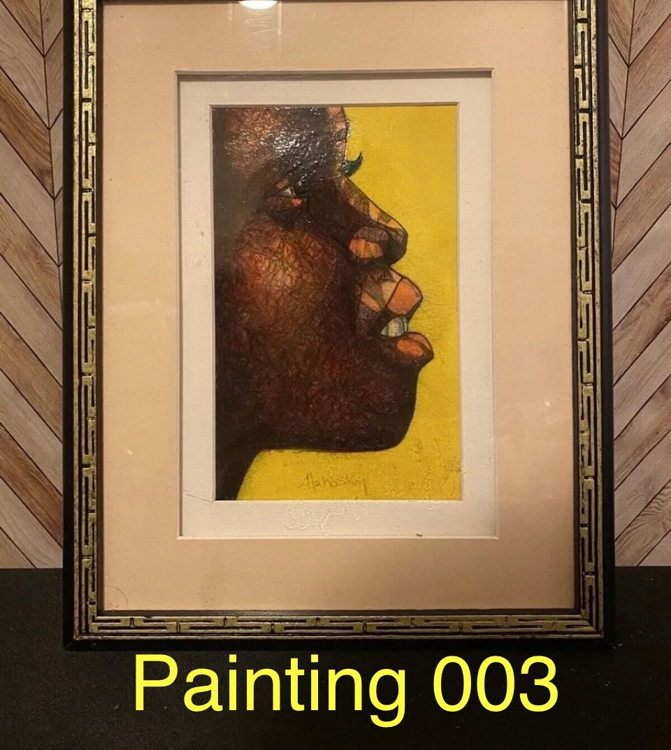 Painting "Red Profil" Oil on Paper 8.5" x 11" - Artist: Mahosky (3) [Art 003]