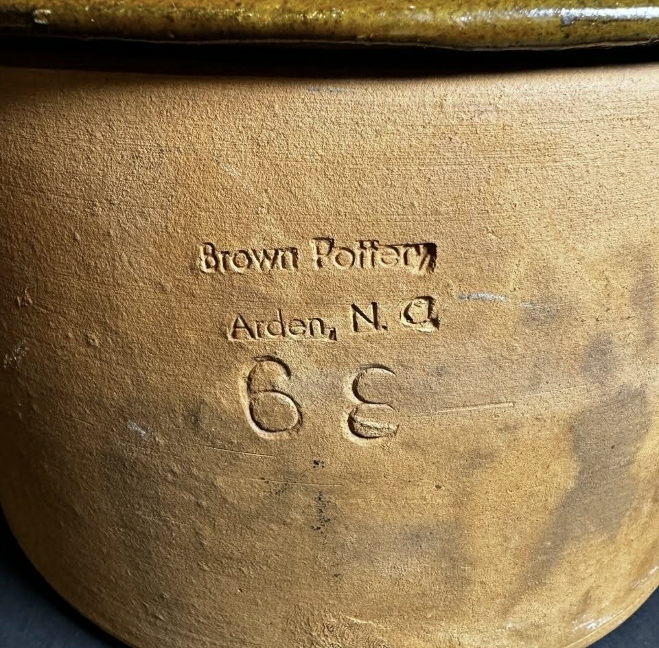 Marked Handled "Brown Pottery, Arden NC 68" with Lid [Item 0035]