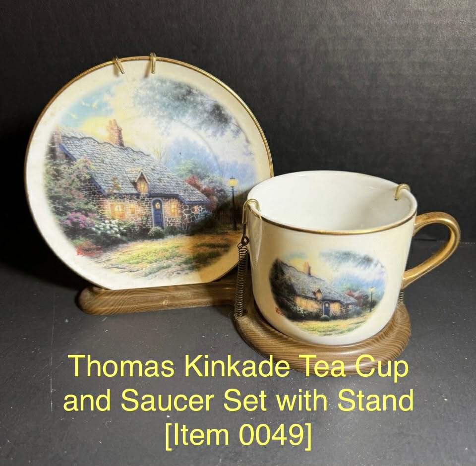 Thomas Kinkade Tea Cup and Saucer Set with Stand [Item 0049]
