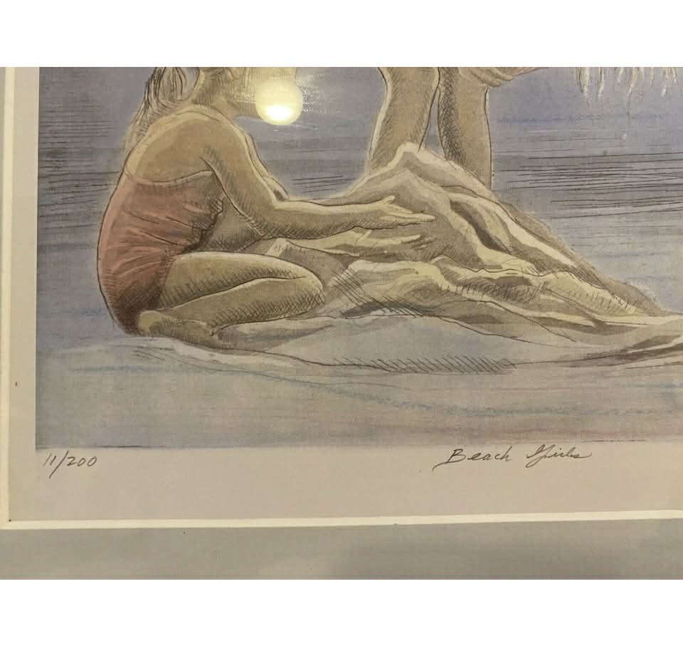 GERALD HARDY 11/200 Signed Art of Three Girls at the Beach 1993 [Art 004]