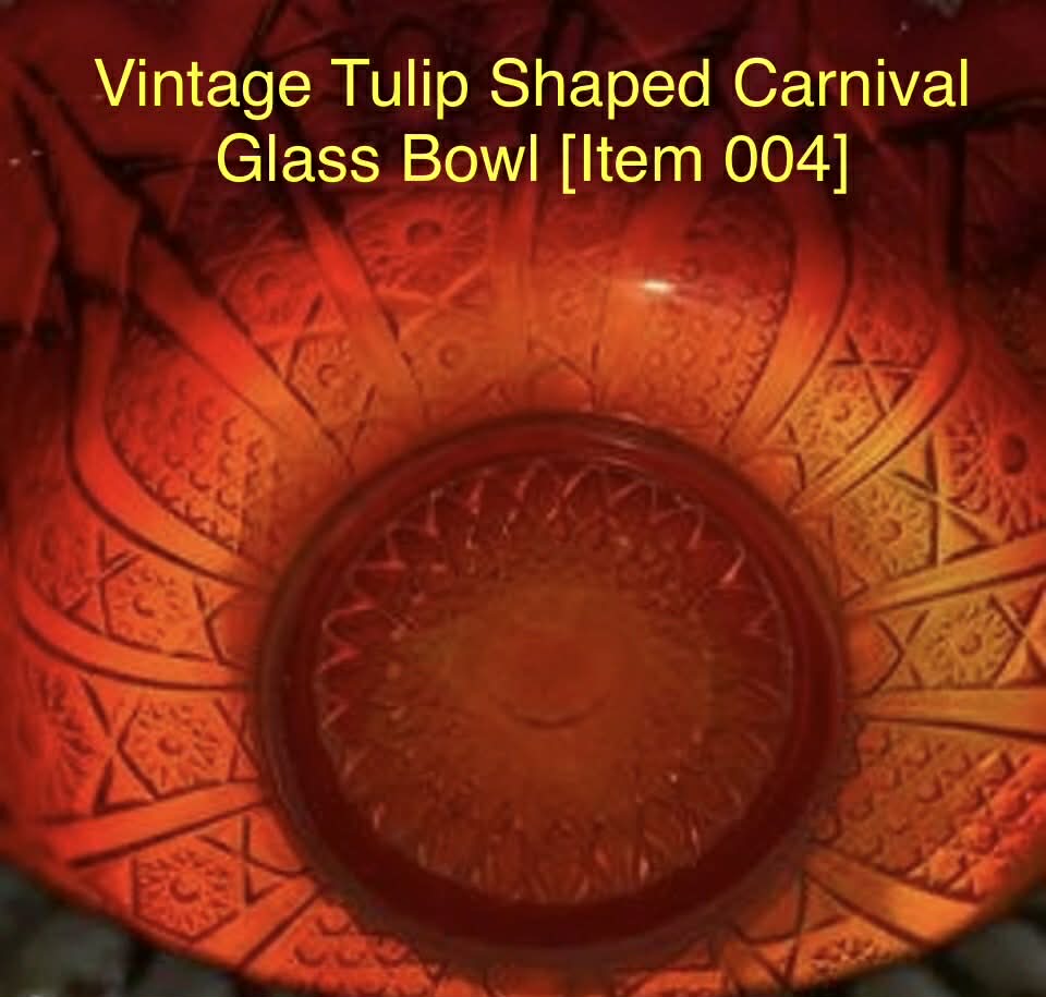 Vintage Tulip Shaped Carnival Glass Bowl [Item 004]