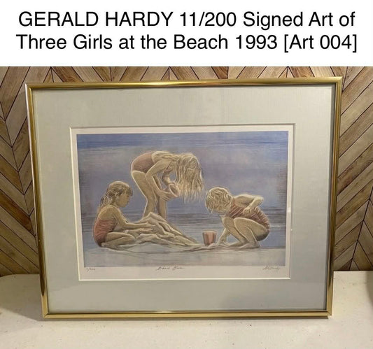 GERALD HARDY 11/200 Signed Art of Three Girls at the Beach 1993 [Art 004]