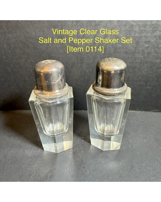 Vintage Clear Glass Salt and Pepper Shaker Set [Item 0114]
