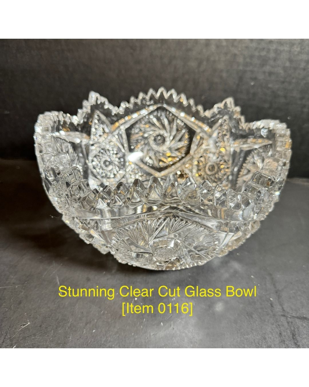 Stunning Clear Cut Glass Bowl [Item 0116]