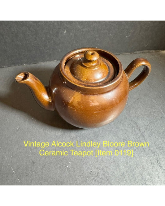 Vintage Alcock Lindley Bloore Brown Ceramic Teapot [Item 0119]