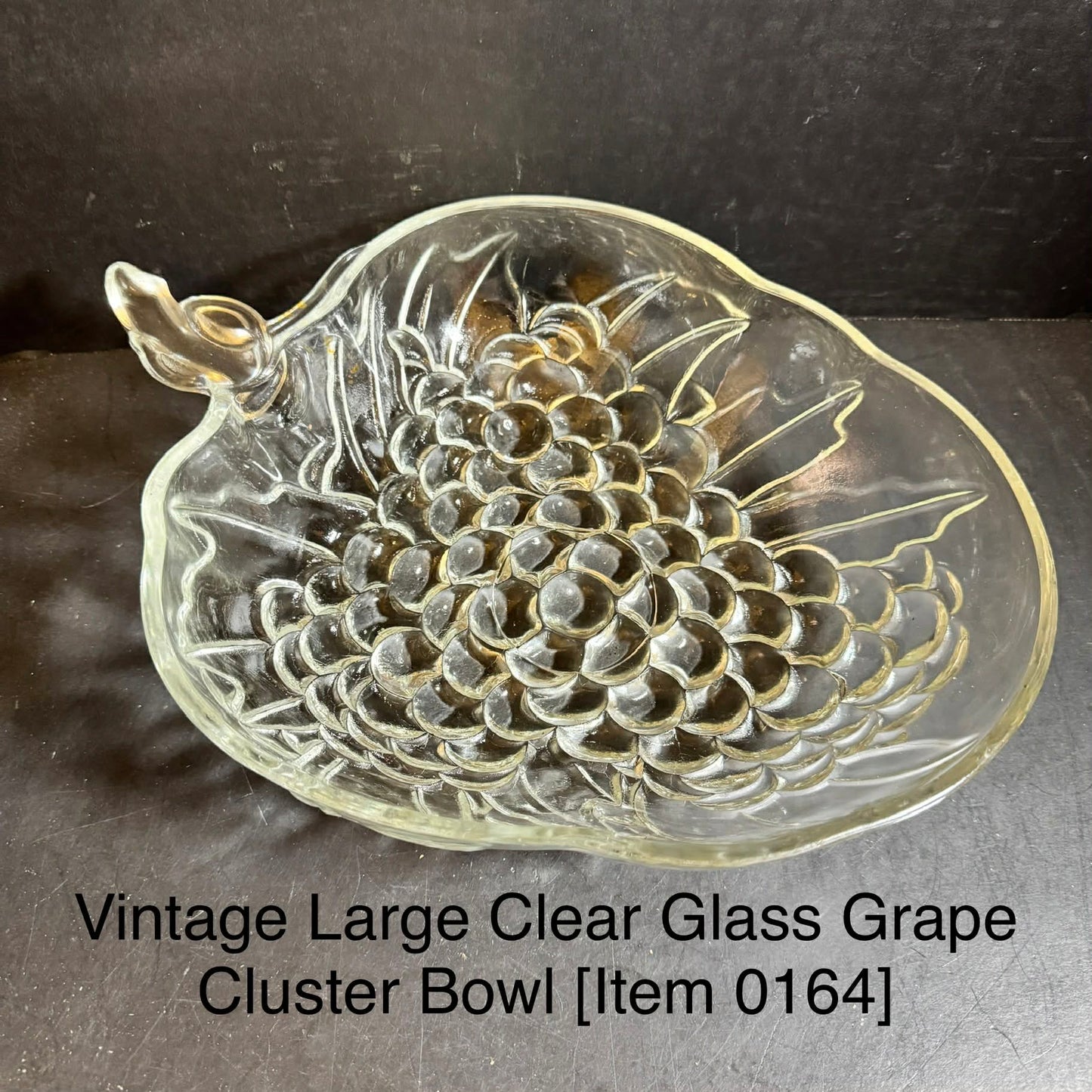 Vintage Large Clear Glass Grape Cluster Bowl [Item 0164]