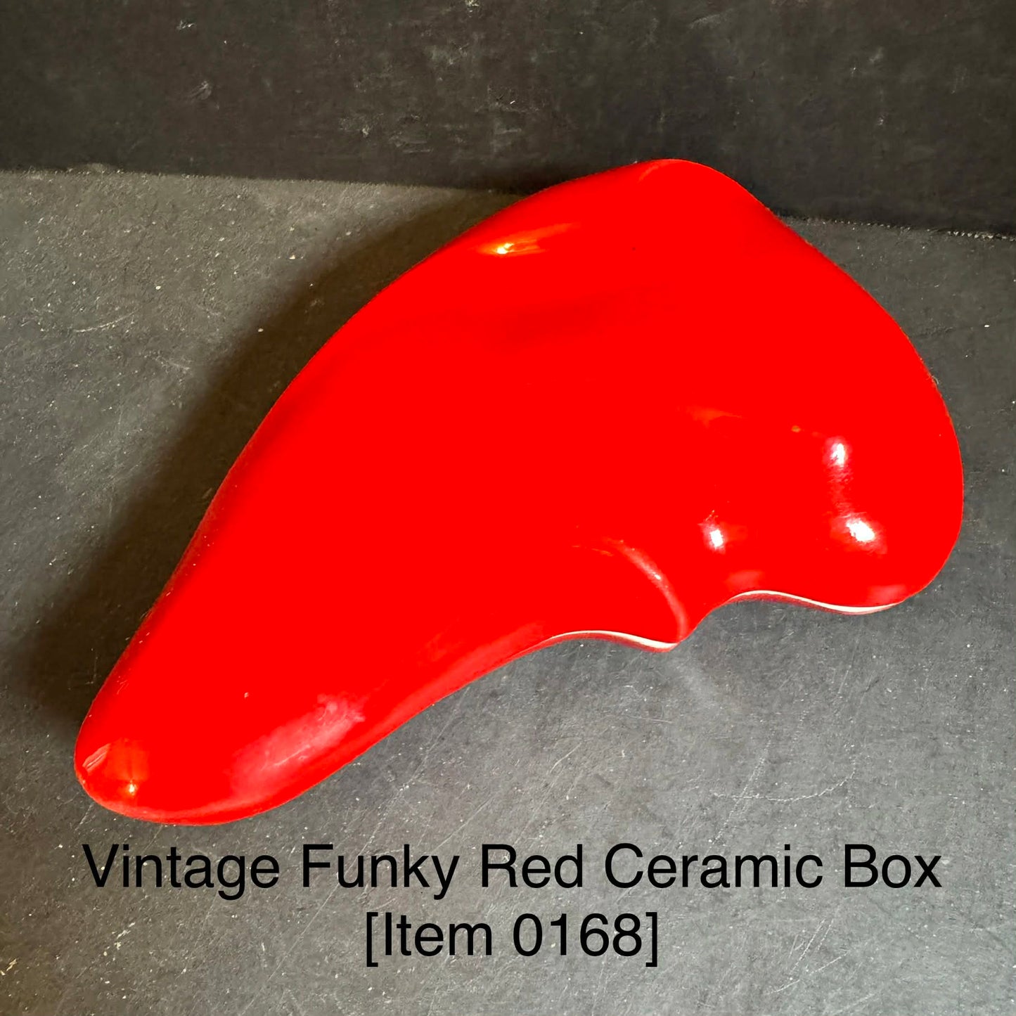Vintage Funky Red Ceramic Box [Item 0168]