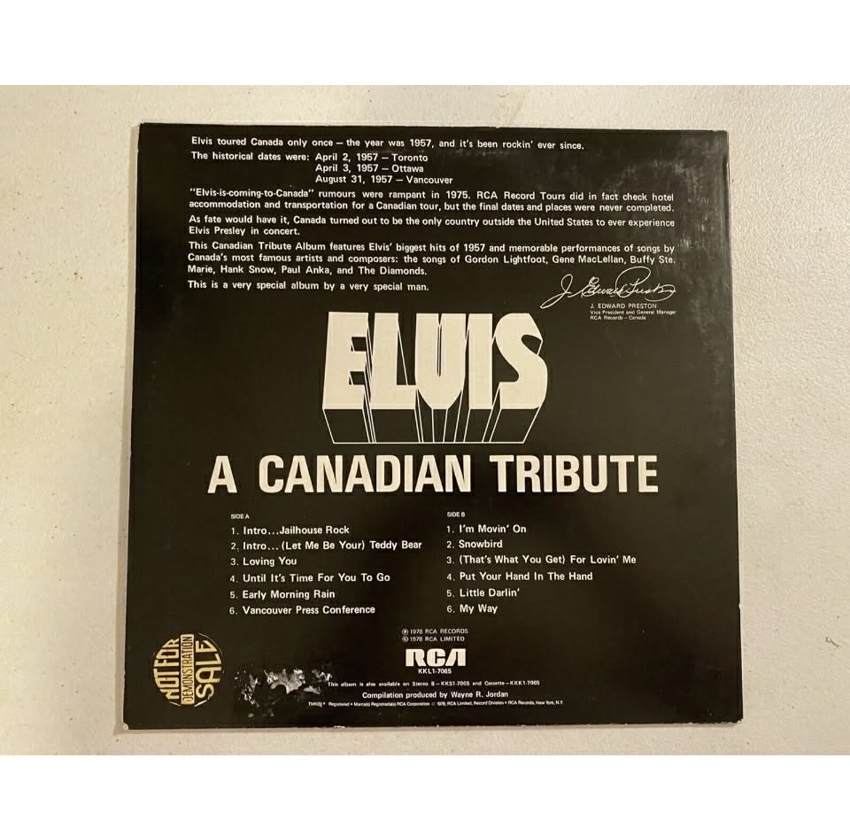 ELVIS PRESLEY / A Canadian Tribute LP Yellow Vinyl NM 1978 RCA KKL1-7065 [017]
