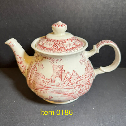 Red and Cream Windsor Ceramic Art Teapot [Item 0186]
