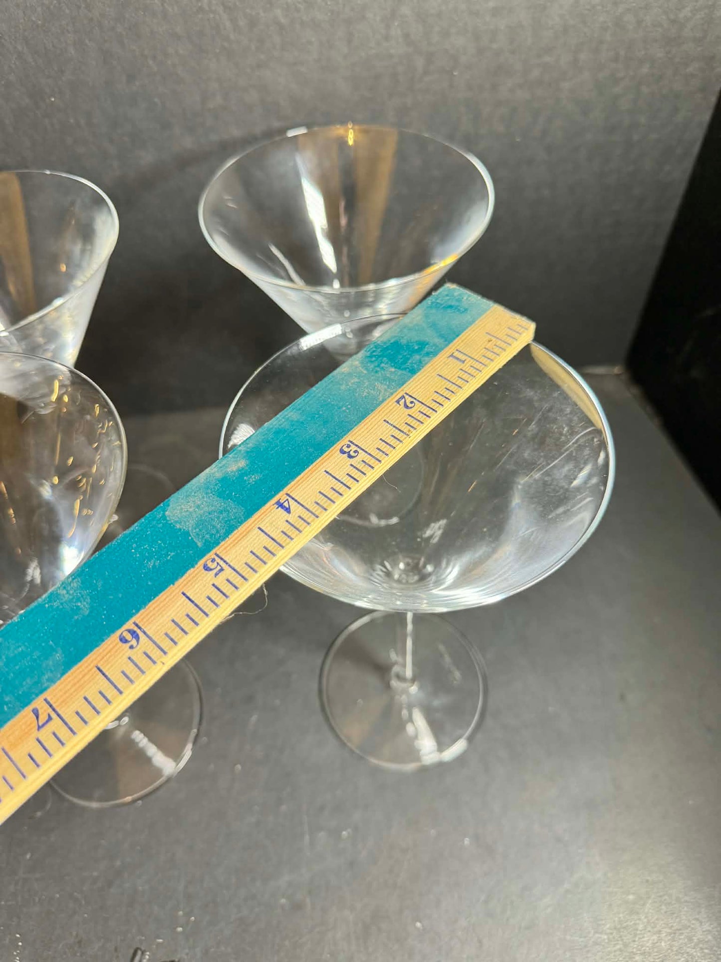 SIGNED Luigi Bormioli Crystal Clear Martini Glass Set of Four [Item 0227]
