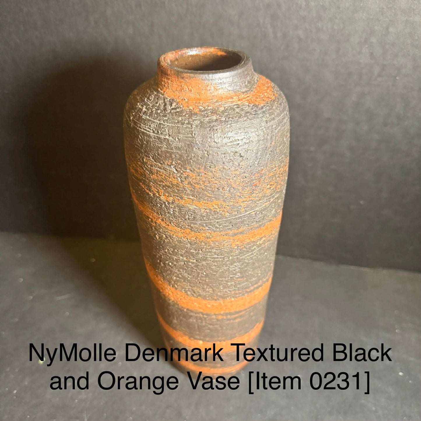 NyMolle Denmark Textured Black and Orange Vase [Item 0231]