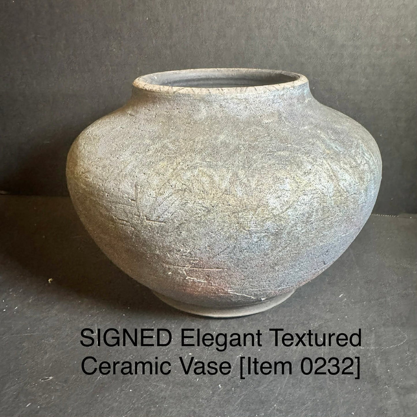 SIGNED Elegant Textured Ceramic Vase [Item 0232]