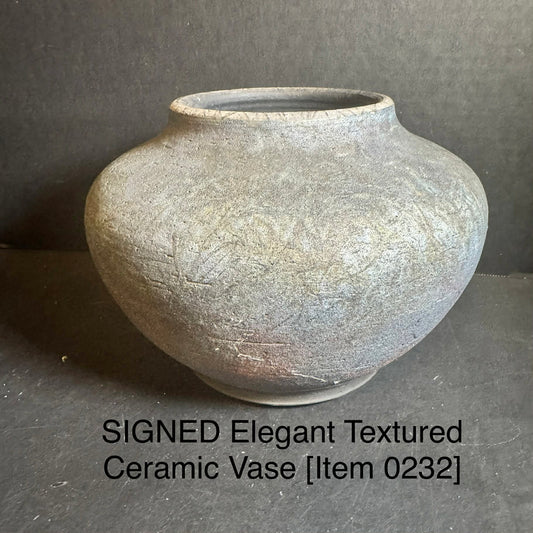 SIGNED Elegant Textured Ceramic Vase [Item 0232]