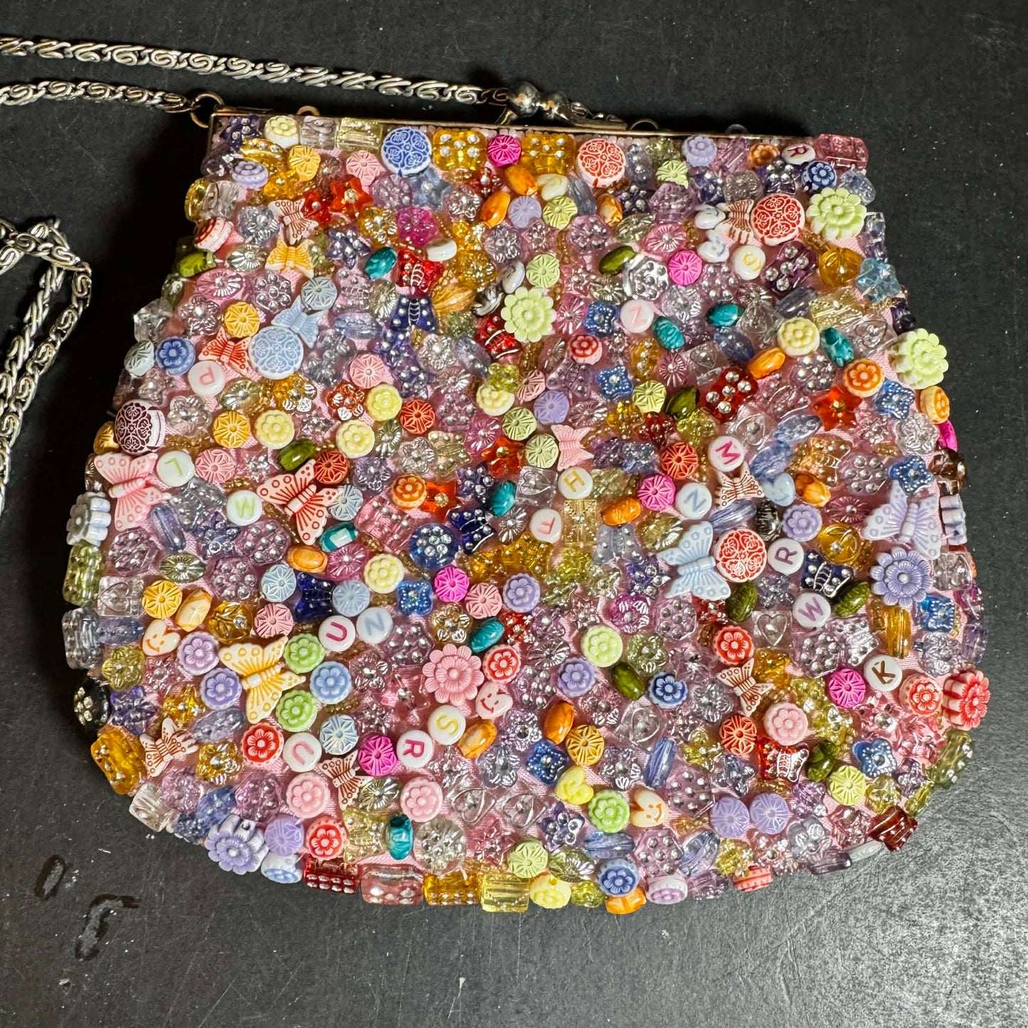 Sasha Multicolor Beaded Clutch Purse with Chain Strap [Item 0235]