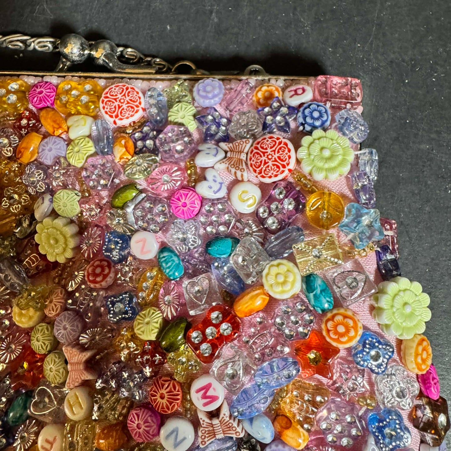 Sasha Multicolor Beaded Clutch Purse with Chain Strap [Item 0235]
