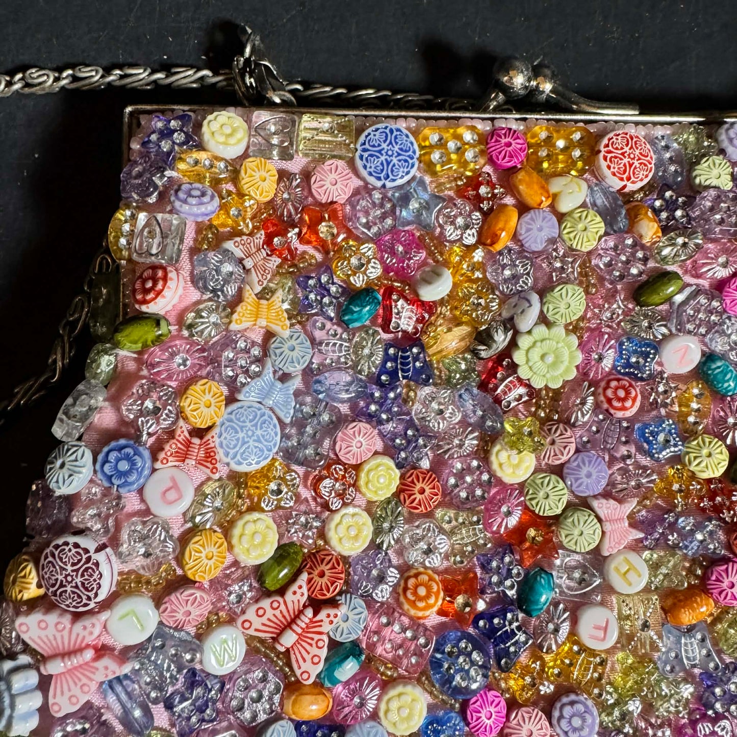 Sasha Multicolor Beaded Clutch Purse with Chain Strap [Item 0235]