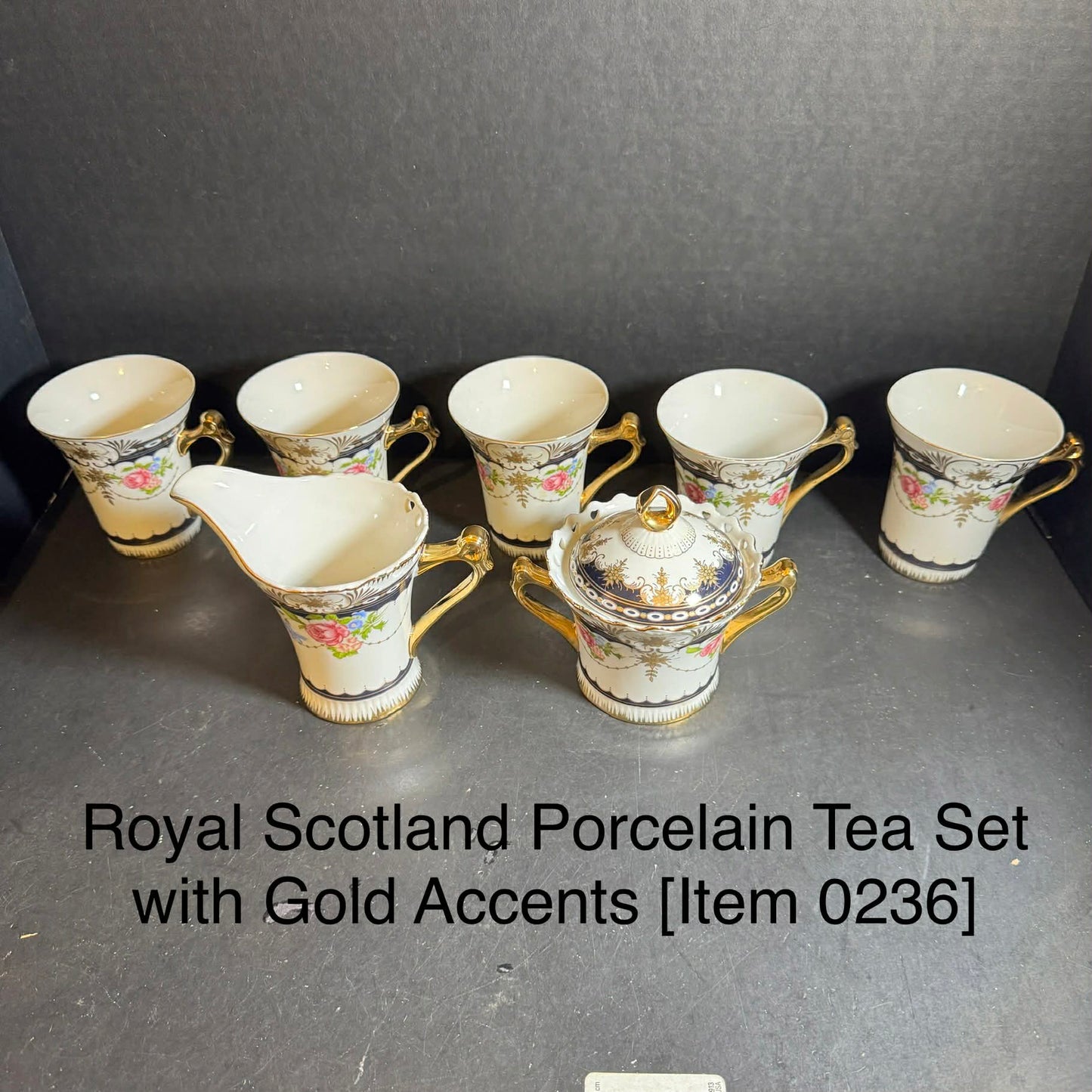 Royal Scotland Porcelain Tea Set with Gold Accents [Item 0236]