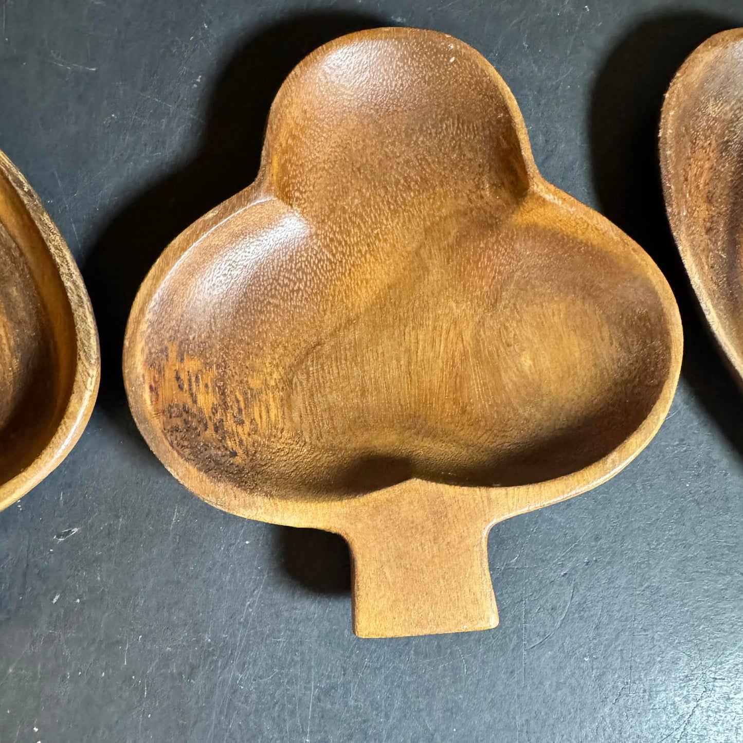 Monkey Pod Mid-Century Mod Wooden Card Suit Serveware Set [Item 0238]