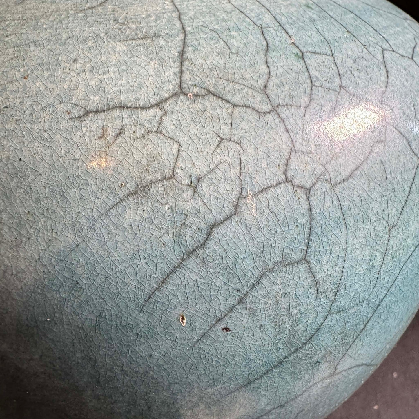 Vintage 2001  SIGNED Aqua Crackle Glaze Flower Vase [Item 0246]