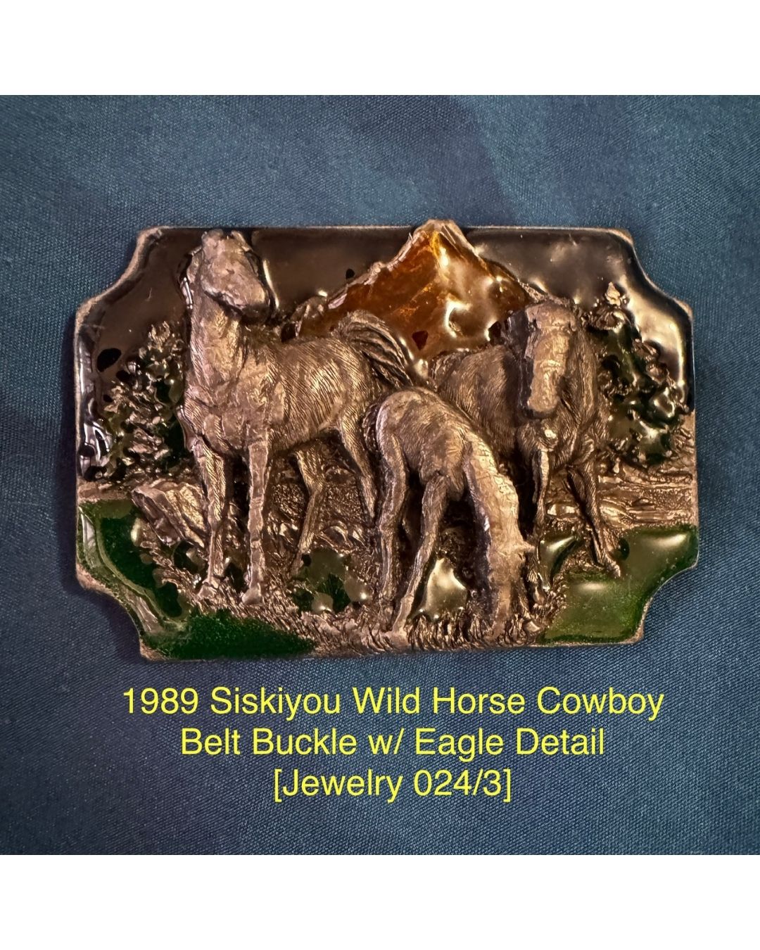 1989 Siskiyou Wild Horse Cowboy Belt Buckle w/ Eagle Detail [Jewelry 024]