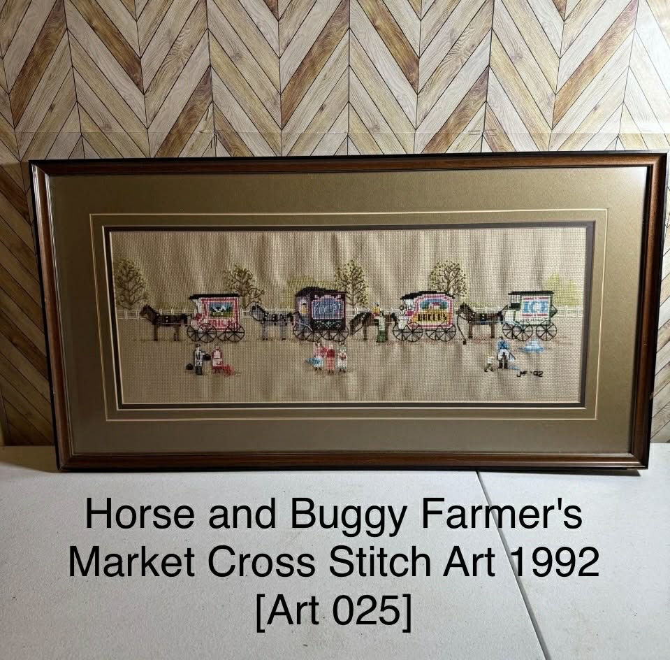 Horse and Buggy Farmer's Market Cross Stitch Art 1992 [Art 025]