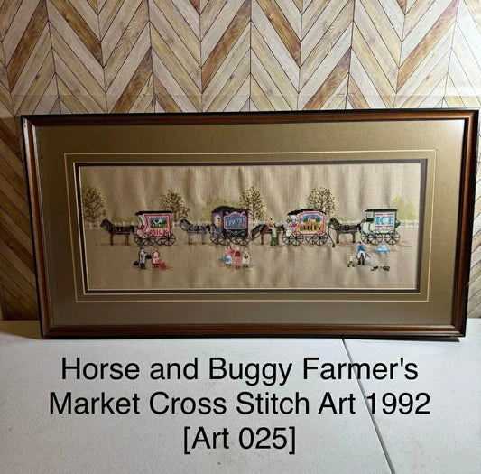 Horse and Buggy Farmer's Market Cross Stitch Art 1992 [Art 025]