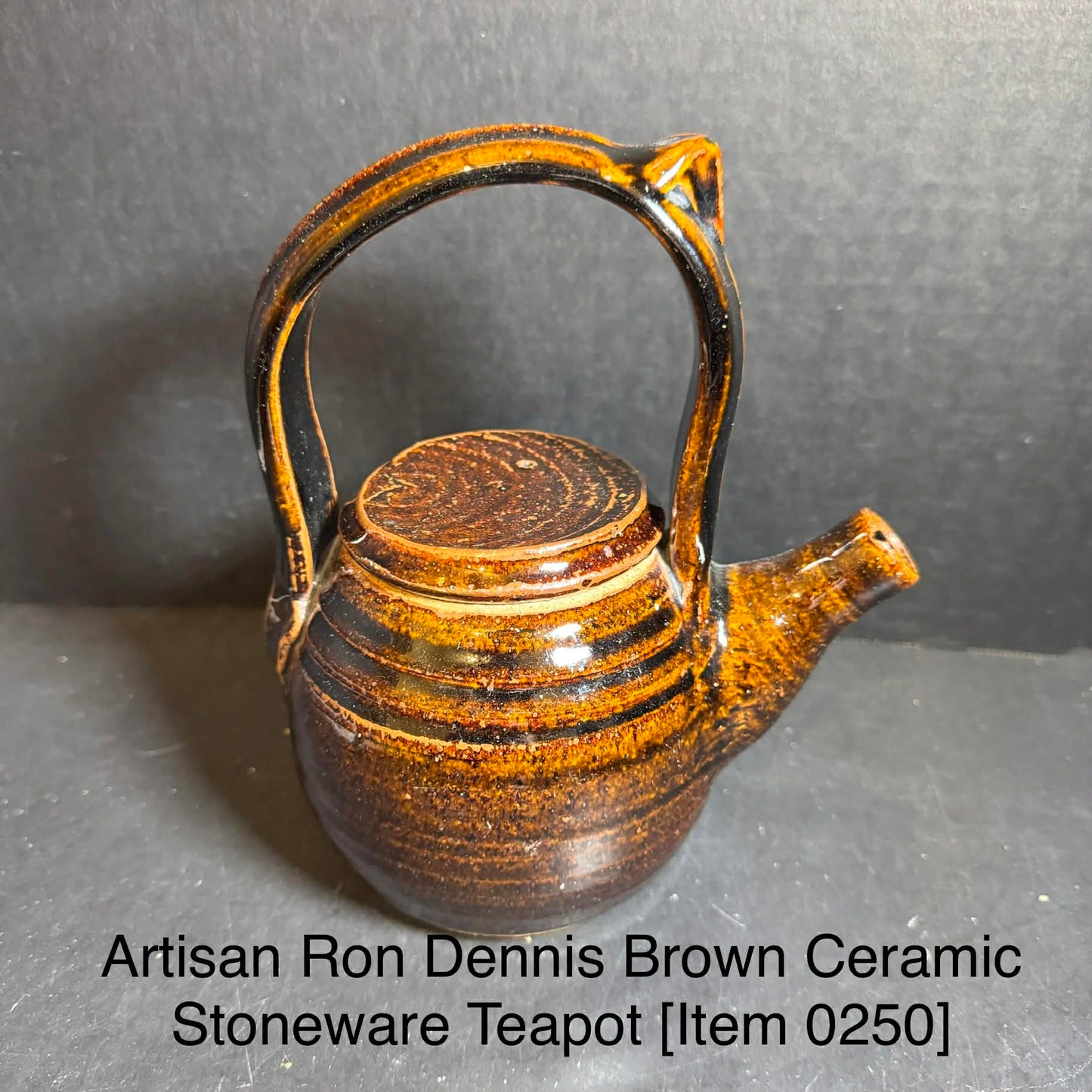 Artisan Brown Ceramic Teapot [Item 0250]
