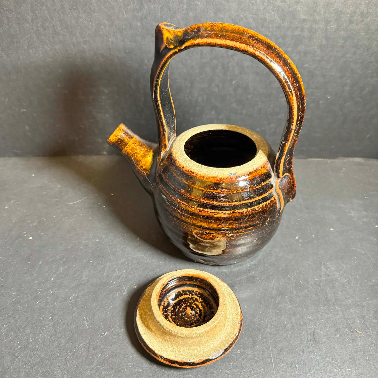 Artisan Brown Ceramic Teapot [Item 0250]