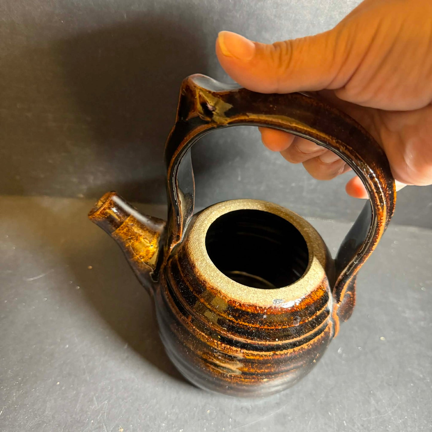 Artisan Brown Ceramic Teapot [Item 0250]