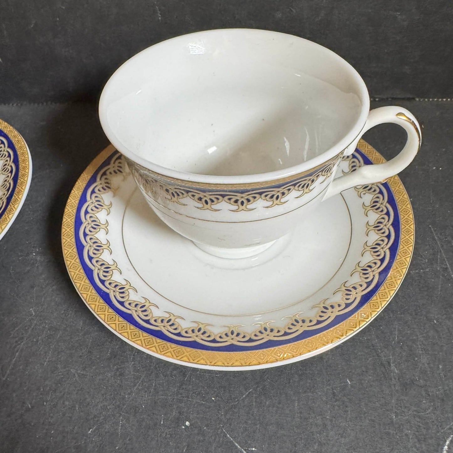 D'Moda Espresso Collection White Teacup Pair Set [Item 0253]