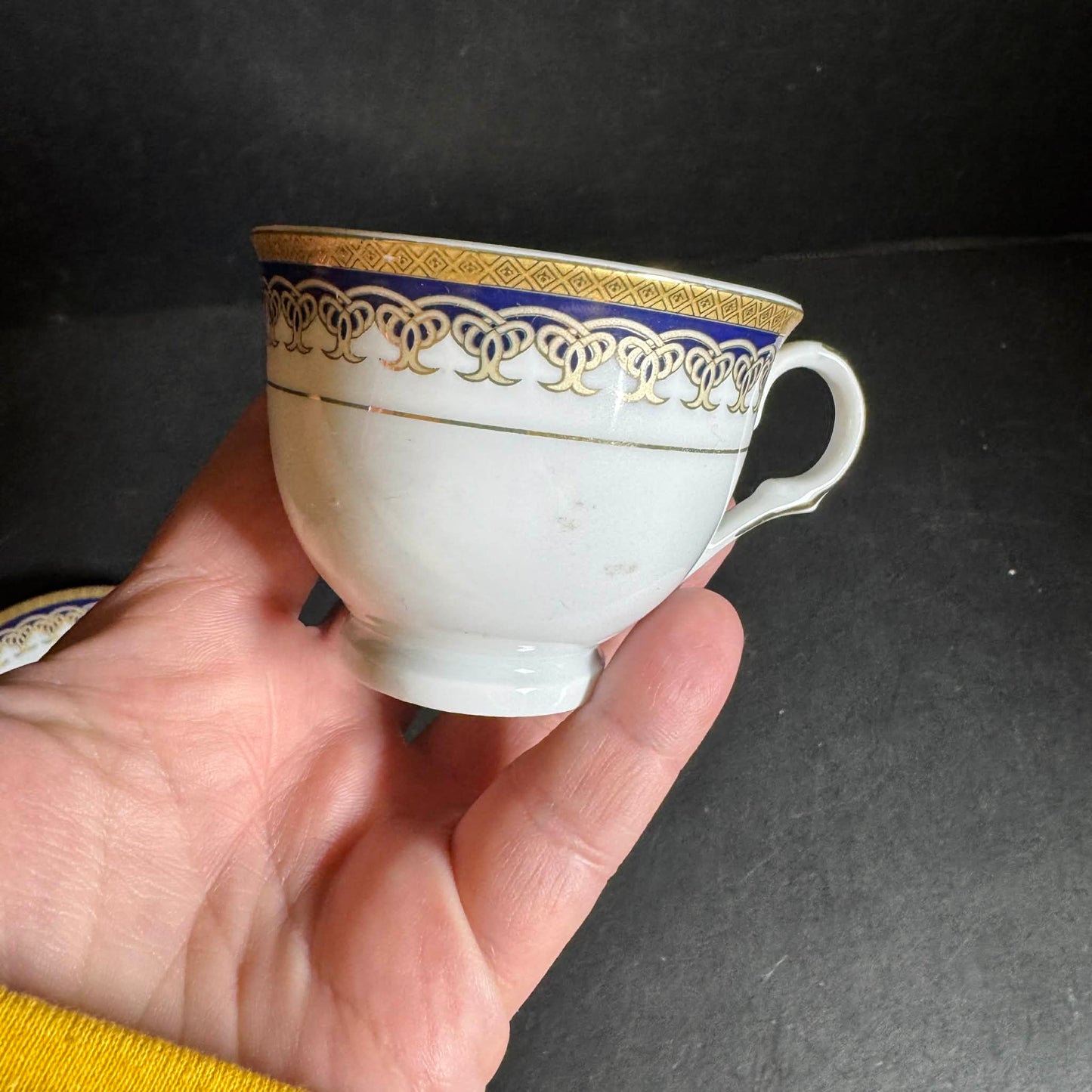 D'Moda Espresso Collection White Teacup Pair Set [Item 0253]