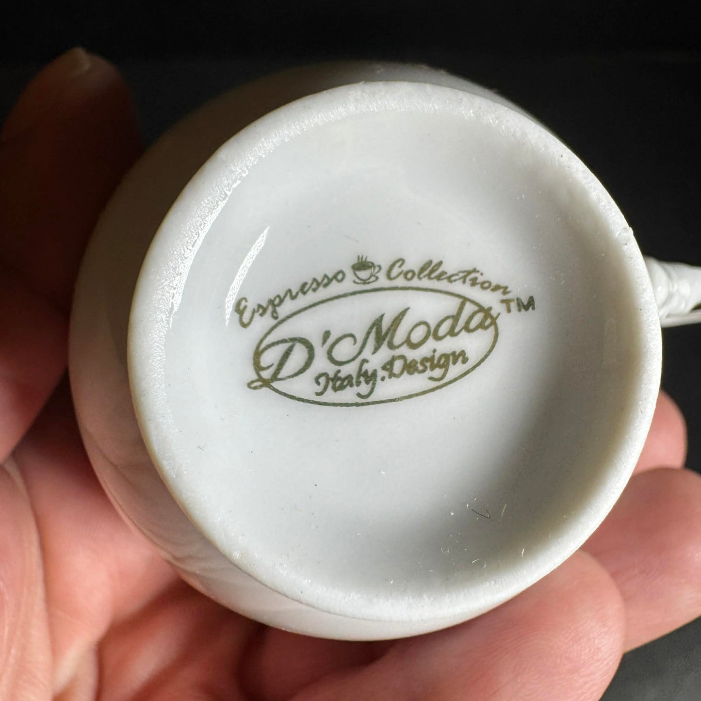 D'Moda Espresso Collection White Teacup Pair Set [Item 0253]