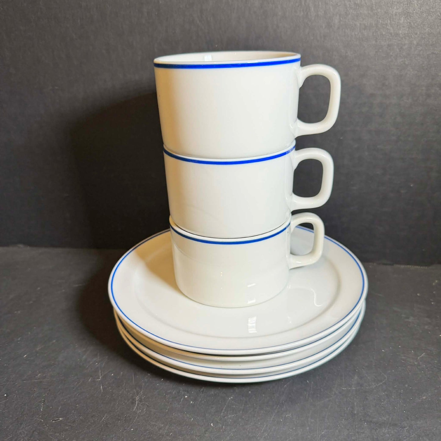 Classic White AMERICAN AIRLINE Dinnerware Set of 3 with Blue Accent [Item 0256]