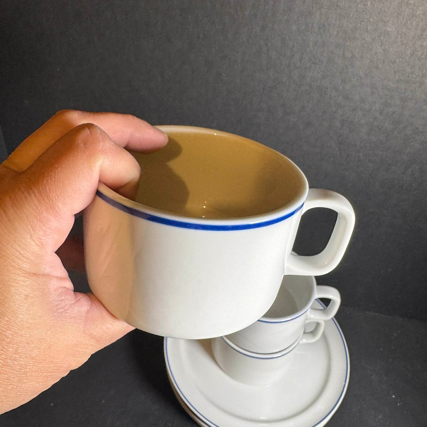 Classic White AMERICAN AIRLINE Dinnerware Set of 3 with Blue Accent [Item 0256]