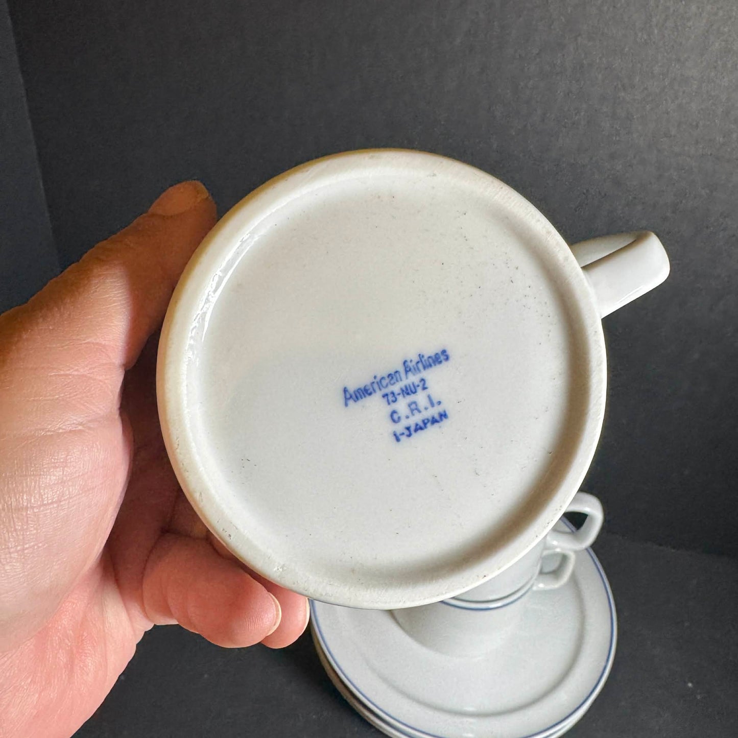 Classic White AMERICAN AIRLINE Dinnerware Set of 3 with Blue Accent [Item 0256]