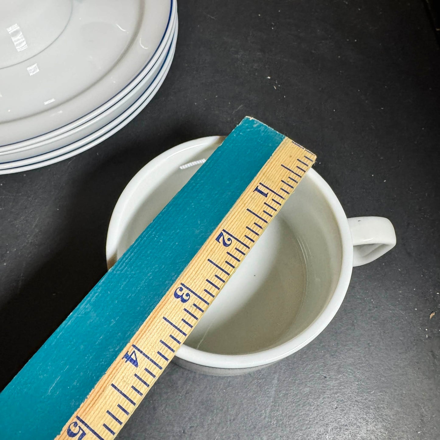 Classic White AMERICAN AIRLINE Dinnerware Set of 3 with Blue Accent [Item 0256]