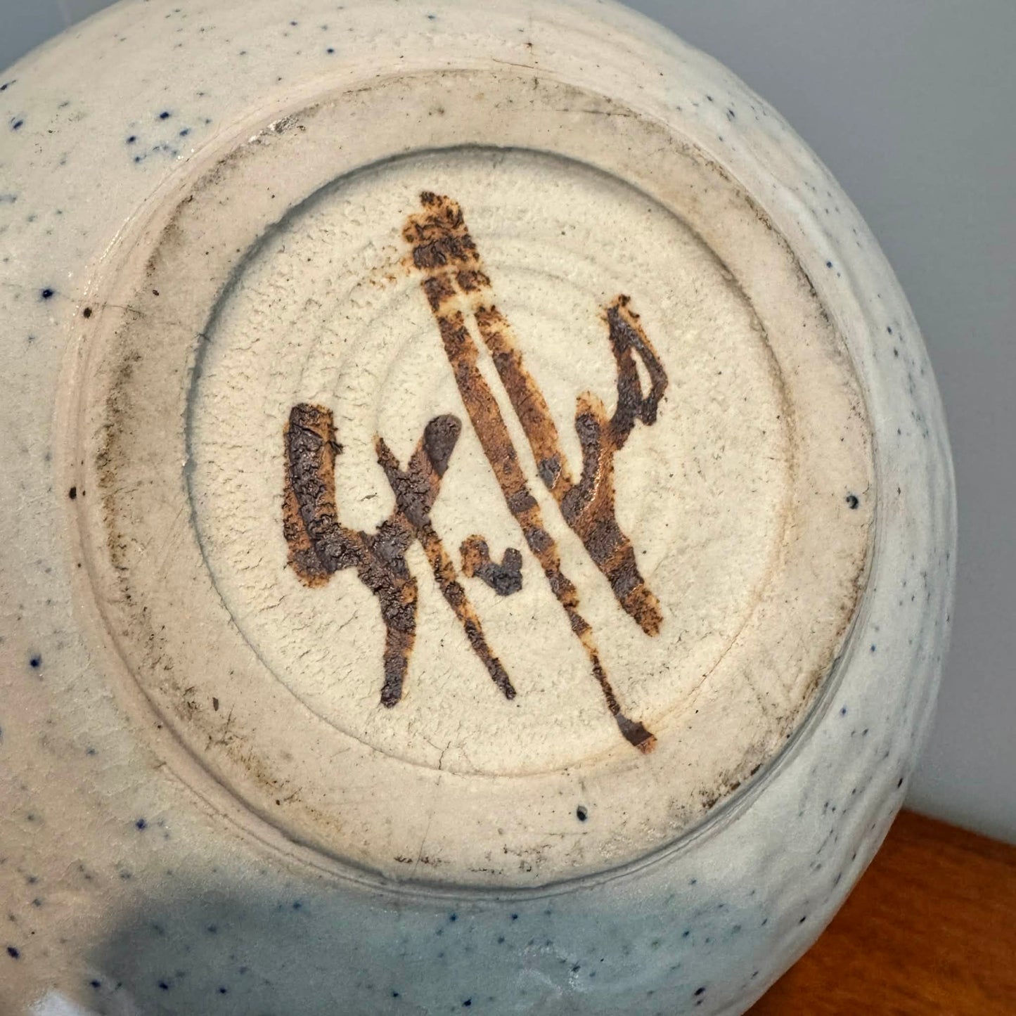 Signed Artisan Ceramic Teapot with Bamboo Handle [Item 0257]