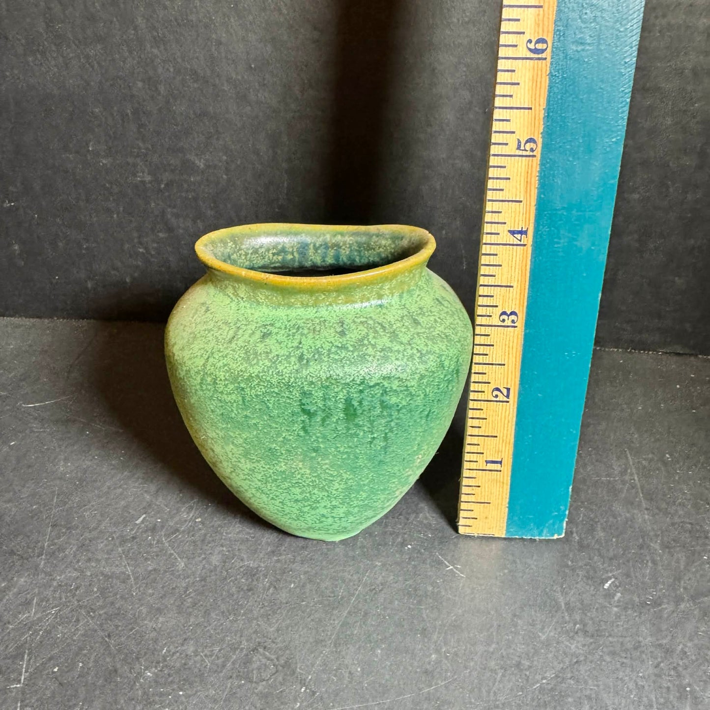 Small Green Weller Elberta Handcrafted Pottery 1930s Vase [Item 0258]