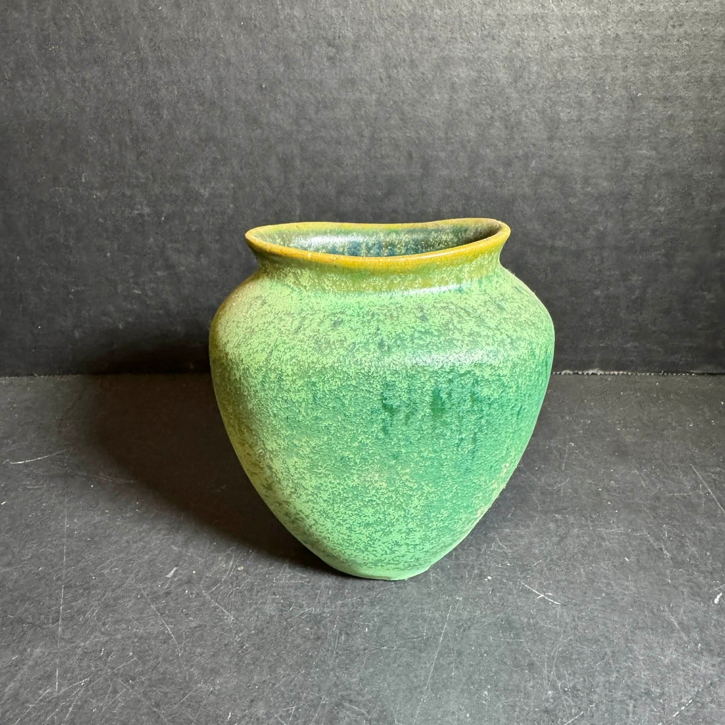 Small Green Weller Elberta Handcrafted Pottery 1930s Vase [Item 0258]