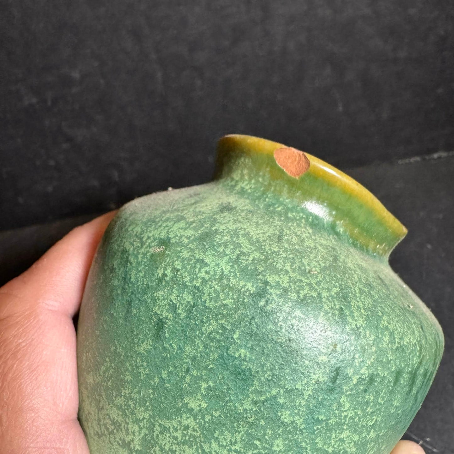 Small Green Weller Elberta Handcrafted Pottery 1930s Vase [Item 0258]