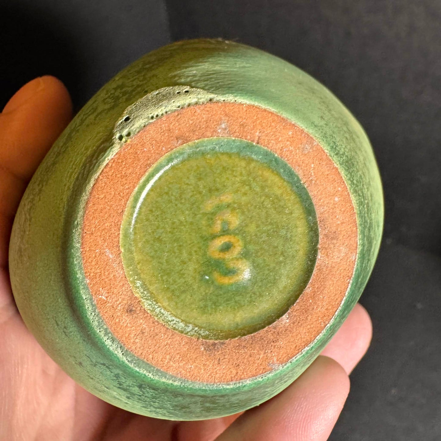Small Green Weller Elberta Handcrafted Pottery 1930s Vase [Item 0258]