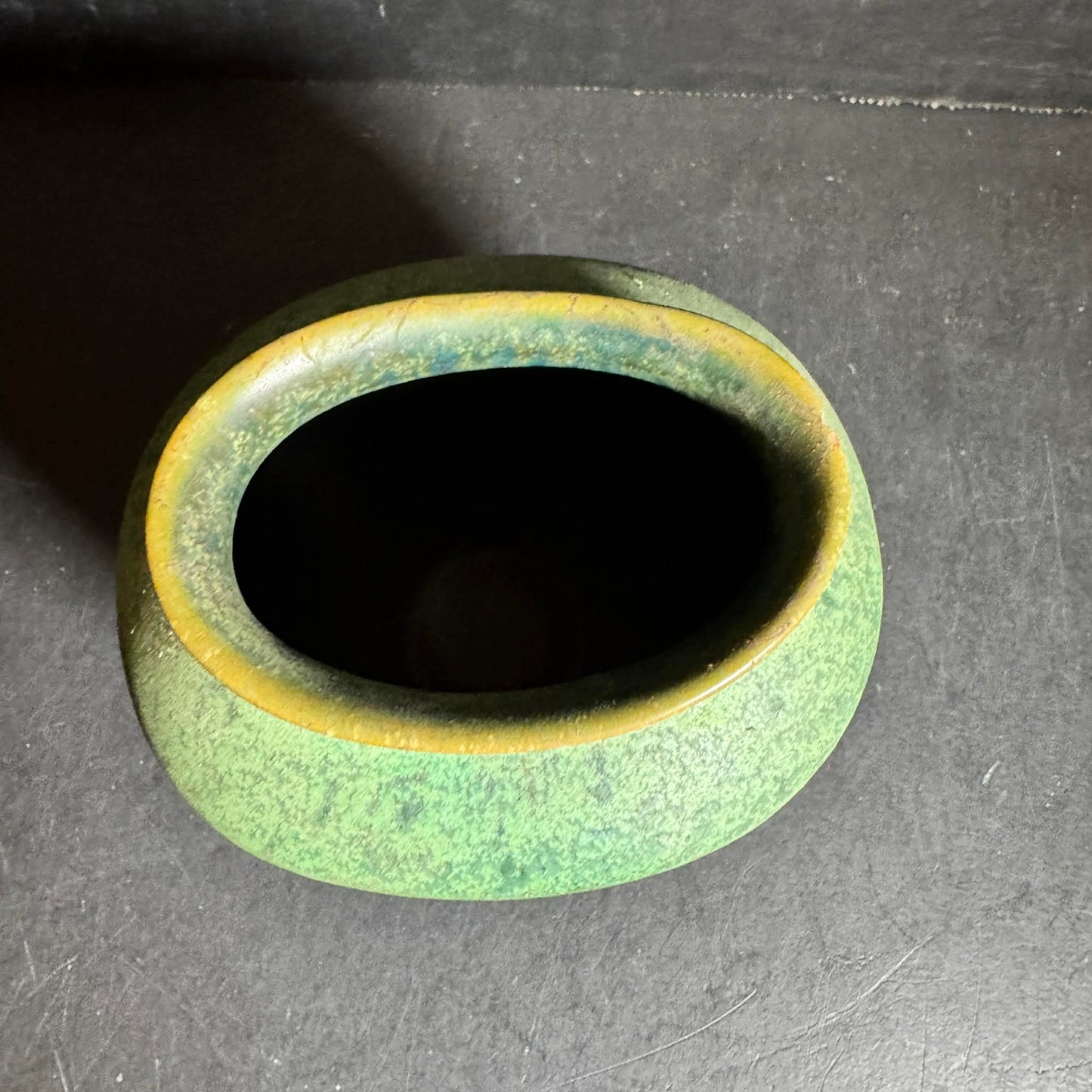 Small Green Weller Elberta Handcrafted Pottery 1930s Vase [Item 0258]
