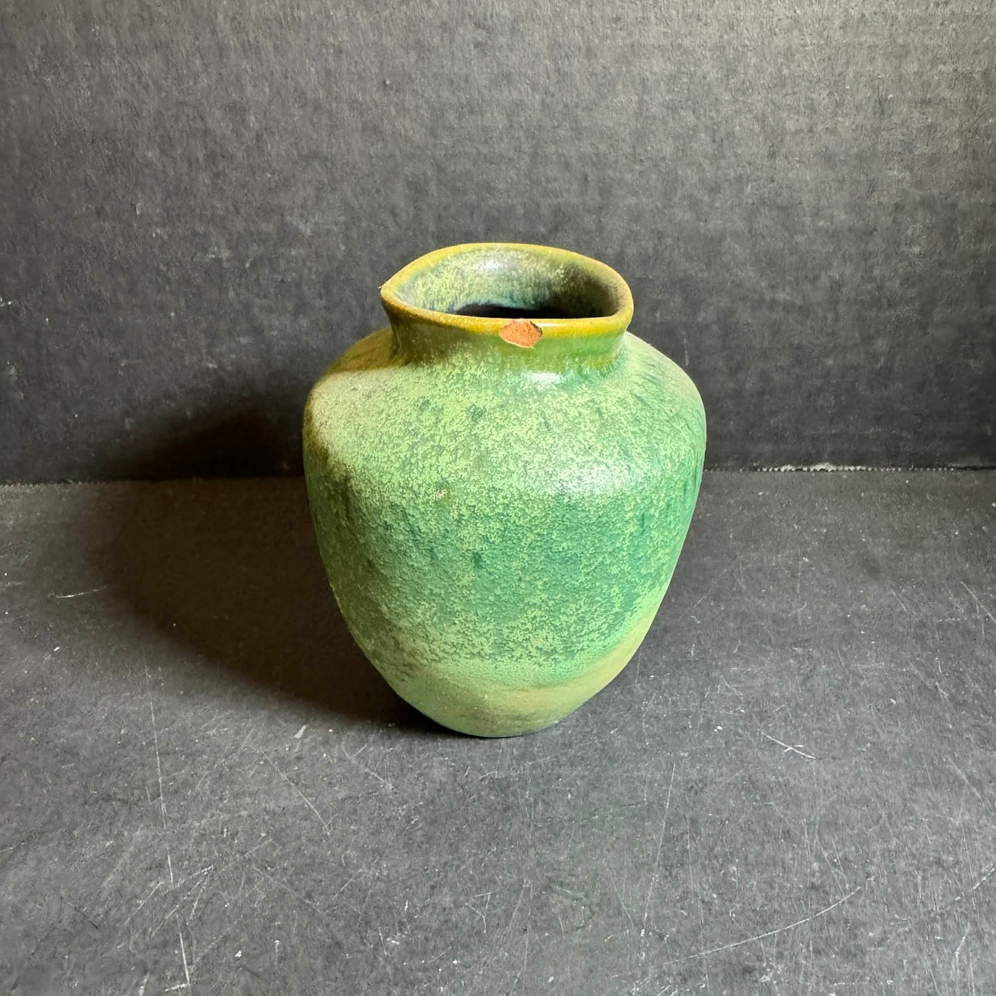 Small Green Weller Elberta Handcrafted Pottery 1930s Vase [Item 0258]