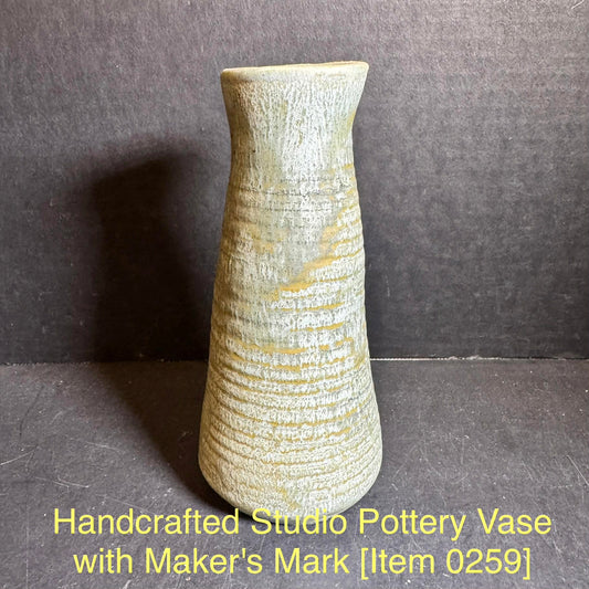 Handcrafted Studio Pottery Vase with Maker's Mark [Item 0259]
