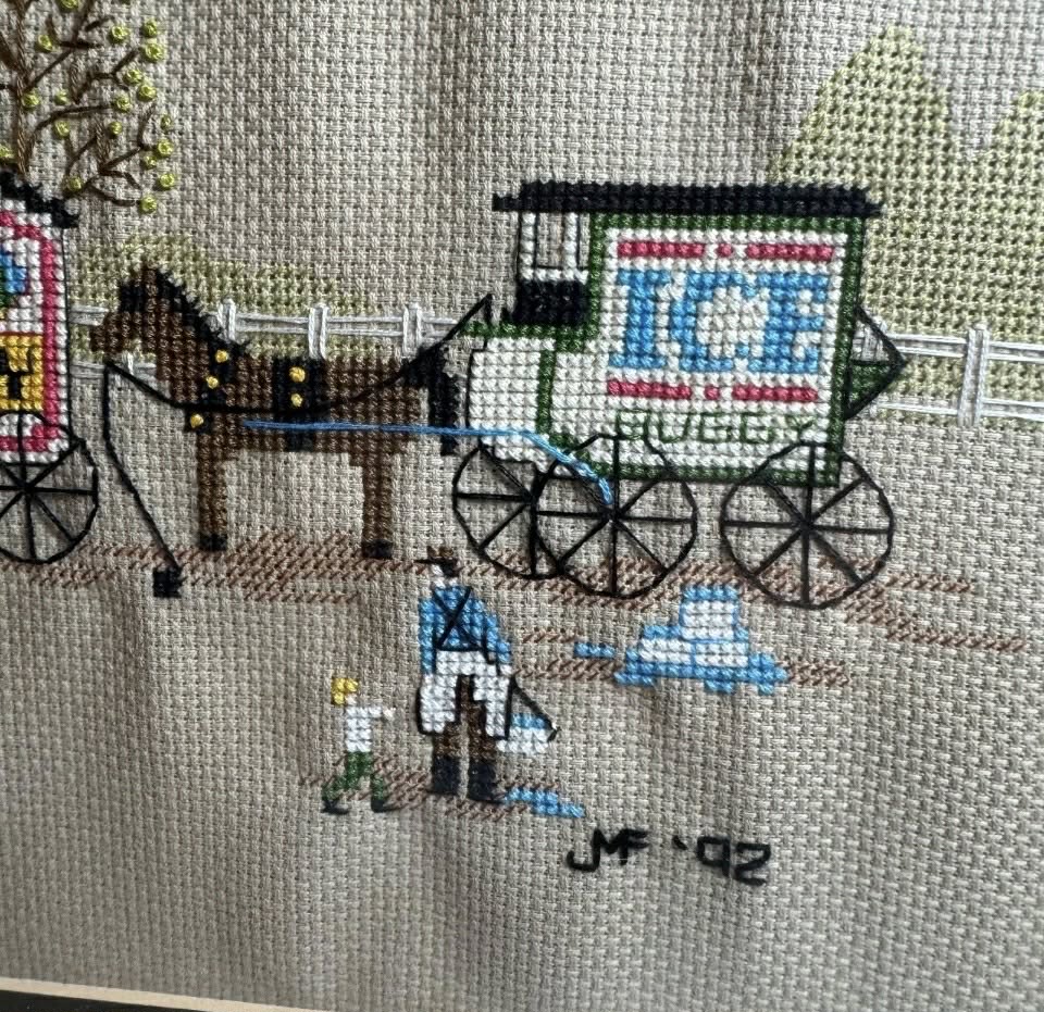 Horse and Buggy Farmer's Market Cross Stitch Art 1992 [Art 025]