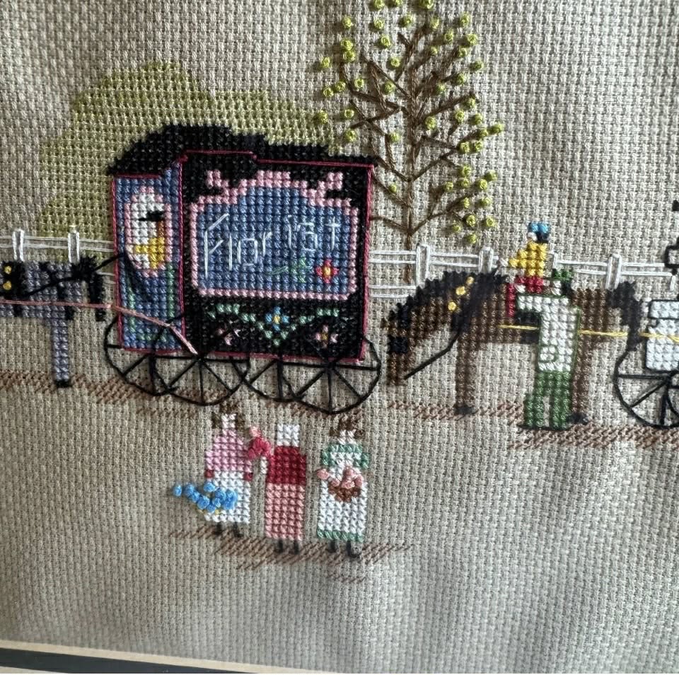 Horse and Buggy Farmer's Market Cross Stitch Art 1992 [Art 025]